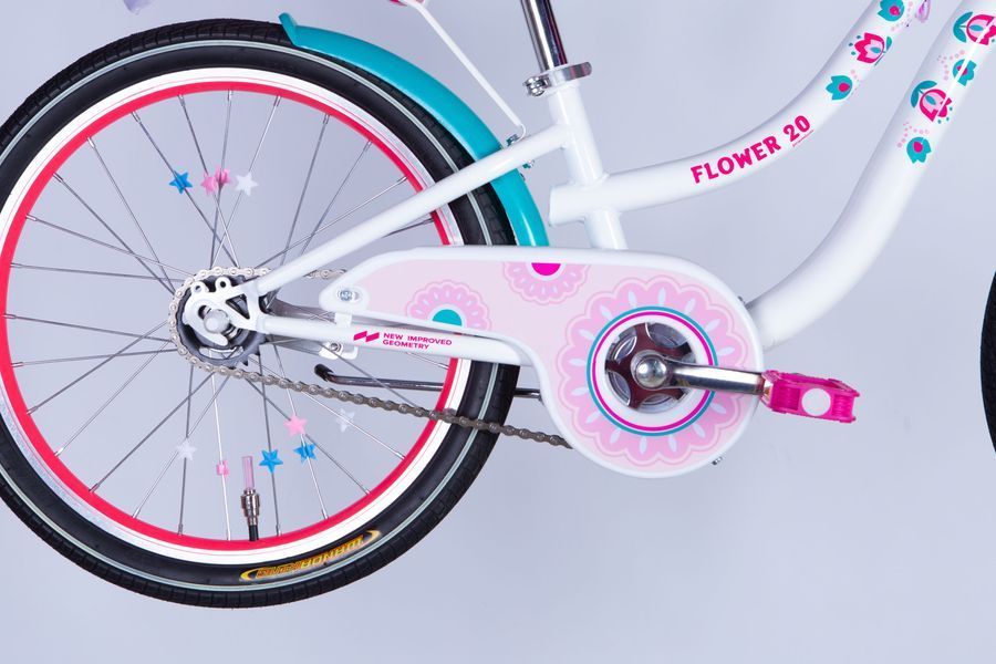 Велосипед дитячий для дівчинки ST 20" Formula Flower Premium рама 10" 2025 білий з рожевим та бірюзовим (OPS-FRK-20-224)