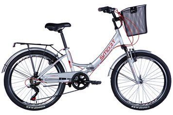 Велосипед складаний міський ST 24" Formula Smart FRW AM Vbr рама 15" 2024 з кошиком та багажником сріблястий (OPS-FR-24-414)