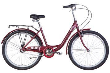 Велосипед міський жіночий AL 26" Dorozhnik Ruby PH рама 17" 2022 з багажником темно-червоний (OPS-D-26-209)