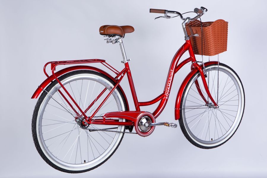 Велосипед міський жіночий ST 28" Dorozhnik Aquamarine рама 19" 2025 з кошиком та багажником бордовий (OPS-D-28-492)